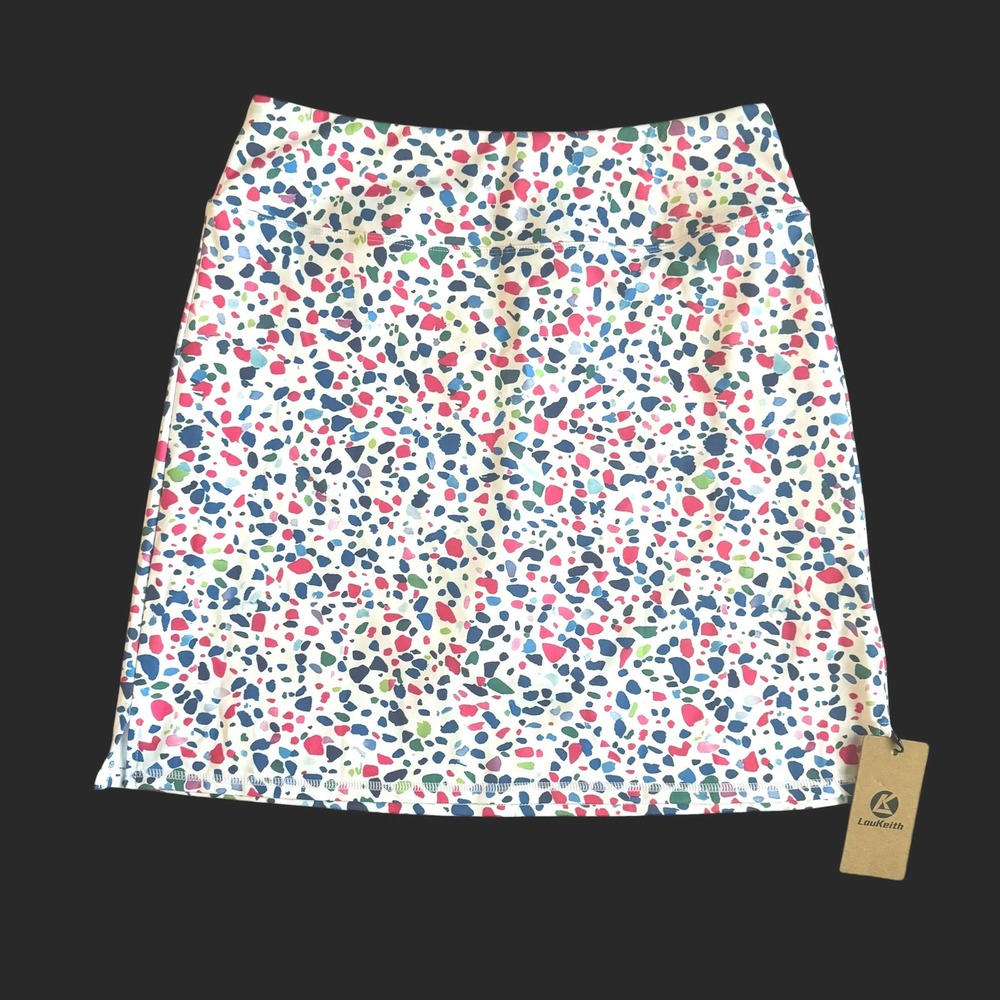 LouKeith Womens Terrazzo Print Athletic Skort White Multi Tennis Golf NWT M NEW